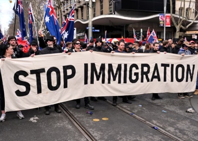 'March for Australia'anti-immigration protest Melbourne