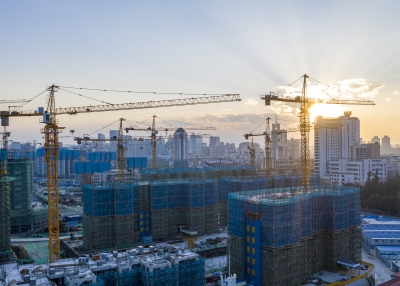 Building a house with a crane