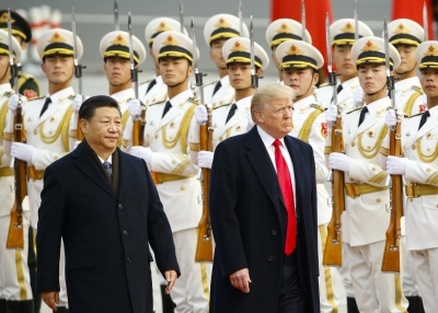 Donald Trump with Xi Jinping at Welcoming Ceremony in China