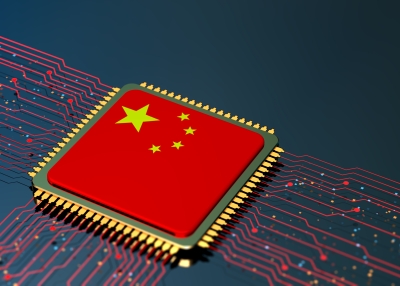 CPU with Chinese flag concept