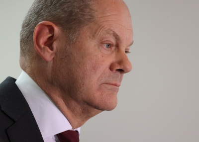 German Chancellor Olaf Scholz speaks to the media following a meeting with German Federation of Labour Unions (DGB) head Yasmin Fahimi and Federal Union of Employer's Associations (BDA) President Rainer Dulger to discuss the final report on energy policy recommendations from a commission of experts on October 31, 2022 in Berlin, Germany.