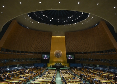 Czech President Petr Pavel addresses the 78th United Nations General Assembly at UN headquarters in New York City on September 19, 2023. 