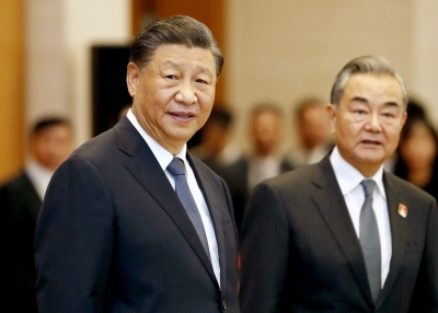 China's President Xi Jinping and China's Foreign Minister Wang Yi 