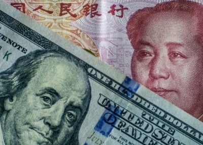 USD and RMB - stock photo