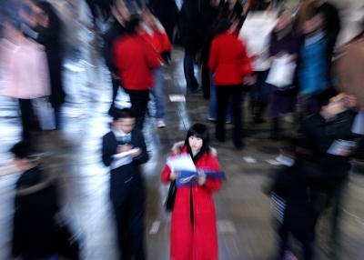 Chinese jobseekers in search of jobs at an employment fair in Beijing 27 February 2007.