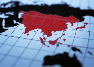 Map of eastern hemisphere highlighting Asia