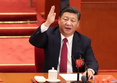 Chinese President Xi Jinping votes at the closing of the 19th Communist Party Congress