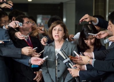 Acting Deputy U.S. Trade Representative Wendy Cutler briefs the international media at Japan’s Ministry of Foreign Affairs. (U.S. State Department photo by William Ng/Flickr).