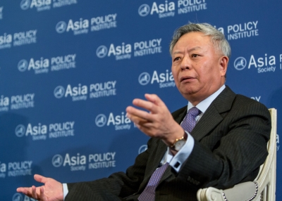 AIIB President Jin Liqun speaks at an Asia Society Policy Institute event in Washington D.C. on April 13, 2016. (Nick Khazal / Asia Society)