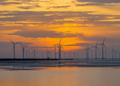 Offshore Wind Turbines near Bac Lieu city in South Vietnam