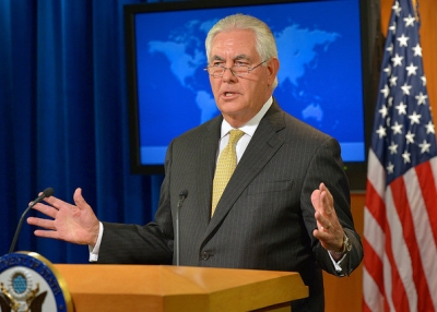 U.S. Secretary of State Rex Tillerson addresses reporters at the Department Press Briefing, at the U.S. Department of State in Washington, D.C., on August 1, 2017. [State Department / Flickr]